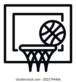 Basketball throw goal icon. Outline Basketball throw goal vector icon for web design isolated on white background