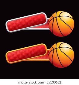 basketball tilted red banners