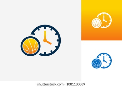 Basketball Time Logo Template Design Vector, Emblem, Design Concept, Creative Symbol, Icon