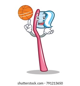 With basketball toothbrush character cartoon style