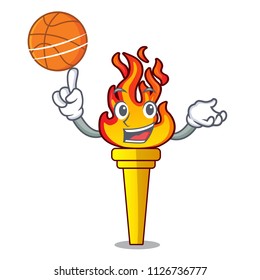 With basketball torch character cartoon style