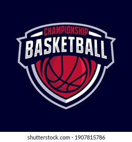 Basketball Tournament Badge Logo Design Template