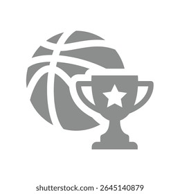 Basketball tournament and championship vector icon. Basketball ball with winner cup award, champion sign.