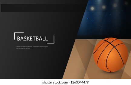 Basketball tournament concept based poster or banner design on abstract background.