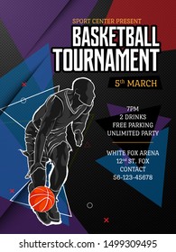 basketball tournament dark poster template