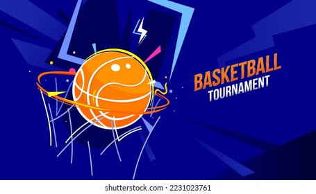 Basketball tournament design background. Vector illustration of sport concept