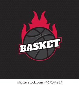 Basketball tournament emblem template. Basketball ball. Burning ball vector