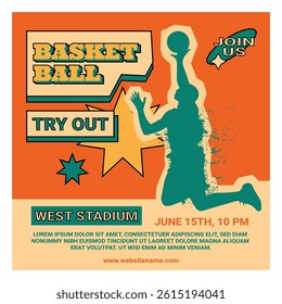 Basketball Tournament Event Square Banner Social Media Post