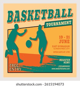 Basketball Tournament Event Square Banner Social Media Post