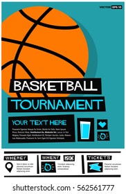 Basketball Tournament (Flat Style Vector Illustration Sports Poster Design) Event Invitation with Venue and Time Details