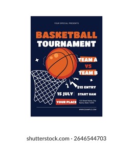 Basketball tournament flyer poster template design art 