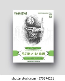 Basketball Tournament Flyer & Poster Template, Vector Illustration.