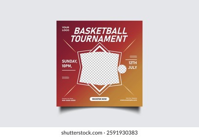 Basketball Tournament Flyer Template with Editable Text and Date