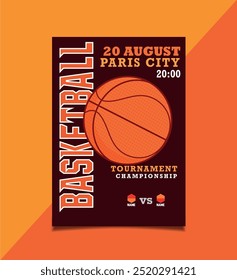 Basketball tournament invitation template with sample text. Basketball sport set, flyers, banners, print, basketball cards, posters collection, sport event, tournament,vector, illustration for banner.