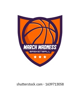 Basketball tournament logo, emblem, designs with basketball ball. March Madness basketball sport design. 