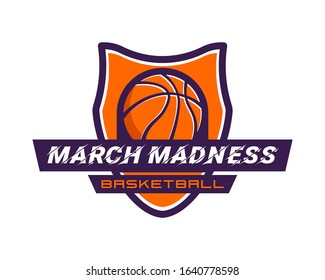 Basketball tournament logo, emblem, designs with basketball ball. March Madness basketball sport design. 