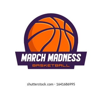 Basketball tournament logo, emblem, designs with basketball ball. March Madness basketball sport design. 