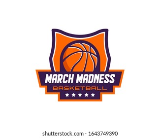 Basketball tournament logo, emblem, designs with basketball ball. March Madness basketball sport design. 