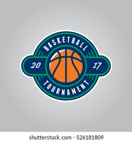 Basketball Tournament Logo. Modern Sport Emblem. Vector Illustration