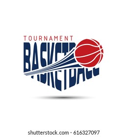 Basketball tournament logo basketball sport poster vector illustration