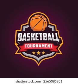 Basketball tournament logo template vector