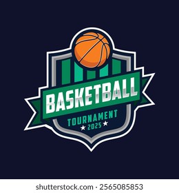 Basketball tournament logo template vector