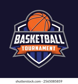 Basketball tournament logo template vector