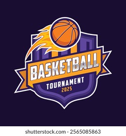 Basketball tournament logo template vector