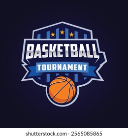 Basketball tournament logo template vector