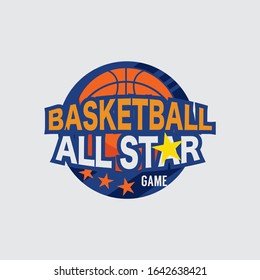 Basketball Tournament Logo White Ball Sport American Game Vector Illustration