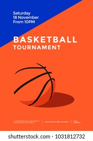 Basketball tournament minimal sport poster design. Vector illustration.