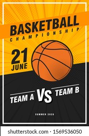 Basketball tournament, modern sports posters design. Vector illustration. Basketbal sport flyer design template.