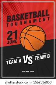 Basketball tournament, modern sports posters design. Vector illustration. Basketbal sport flyer design template.