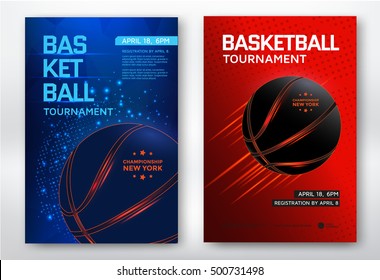 Basketball tournament, modern sports posters design. Vector illustration.