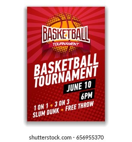 Basketball Tournament, Modern Sports Posters Design. Vector Illustration.