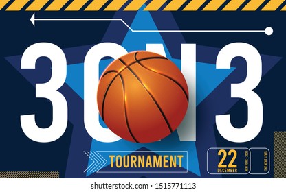 Basketball tournament posters, flyer with basketball ball - template vector design. Vector illustration