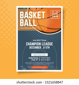 Basketball tournament posters , modern sports posters design . Illustration Vector is suitable
 for social media , banner , poster , Flyer and related with basketball