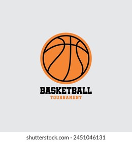 Basketballturnier Einfaches Vektorgrafik-Logo-Design, geeignet für Icon-, Symbol- oder Elementdesign, um Basketballturnier oder Meisterschaftswettbewerb zu beschreiben