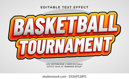 Efeito de texto editável 3d do esporte do torneio de basquete