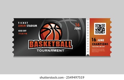 Basketball tournament sport event ticket paper template