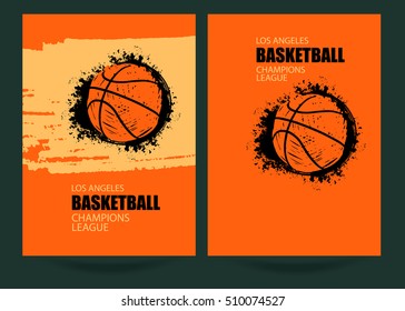 Sportplakate für Basketball-Turniere. Grunge Ball.  Vektorgrafik.