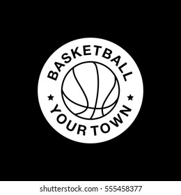 Basketball Town Emblem Flat Icon On Black Background