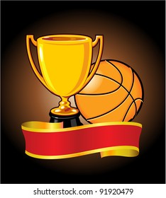 Basketball Trophy and Banner
