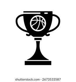 Basketball trophy, championship, win vector icon	