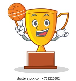 With basketball trophy character cartoon style