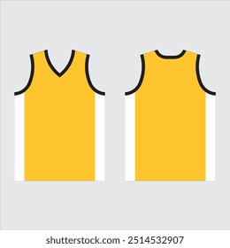 Conjunto de uniforme de diseño de camiseta de baloncesto. Plantilla de jersey de baloncesto. color negro y amarillo, singlet de Vector delantero y trasero.