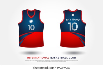 juego de ropa uniforme de diseño de baloncesto. plantilla de la camiseta de baloncesto. color rojo y azul, camisa vista frontal y trasera se burlan. Dibujo vectorial del club de baloncesto o voleibol de Taiwán