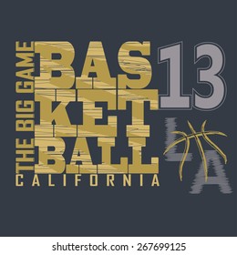 Basketball t-shirt graphic design. Los Angeles team  typography emblem,  Print for sportswear apparel - vector illustration 