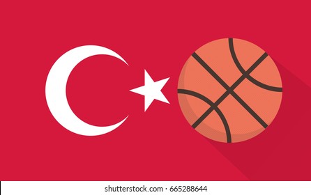 basketball with turkey flag background