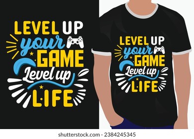 basketball typography graphic t-shirt design. level up your game level up life